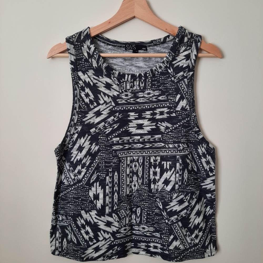 Tribal Print Sleeveless Knit Top